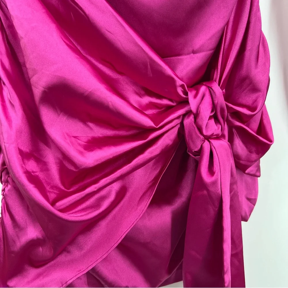 Likely NWT Khaleesi Satin Ruched Mini Dress in Magenta size 00 ASO Keke Palmer - Picture 6 of 12
